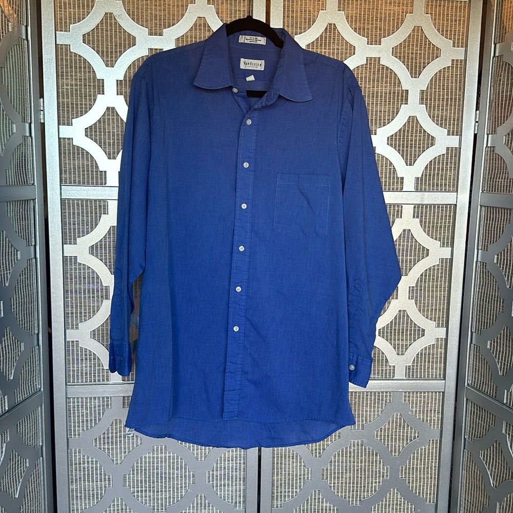 VAN HEUSEN Mens Blue Button-Up Shirt